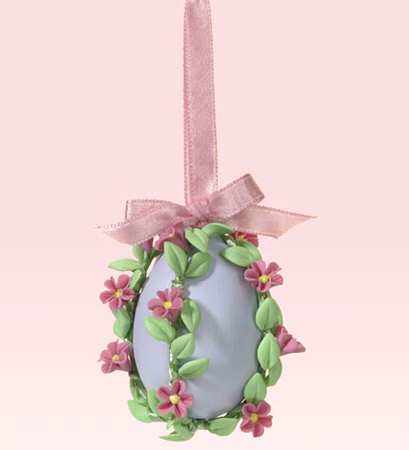 Snowbunnies Mini Ornament Tree Blossoms & Bows Purple Egg - Boxed