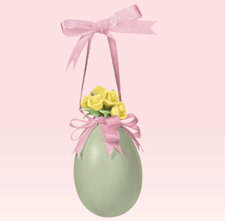 Snowbunnies Mini Ornament Tree Blossoms & Bows Green Egg - Boxed