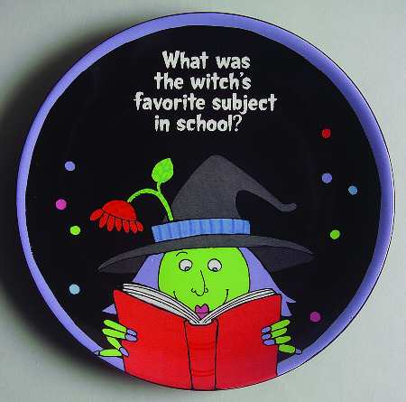Glitterville Halloween Riddle Plate-Witch - No Box