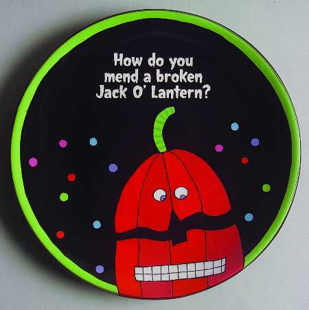 Glitterville Halloween Riddle Plate-Jack O Lantern - No Box