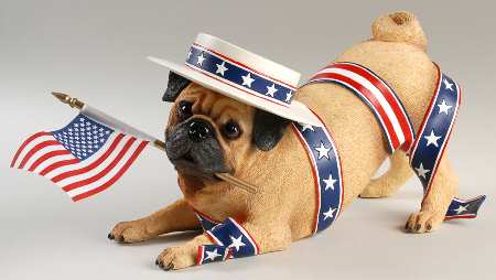 Danbury Mint Figurine Patriotic Pug - Boxed