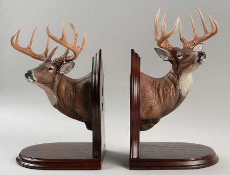 Danbury Mint Figurine Stag Deer Bookends By Dennis Jones - With Box