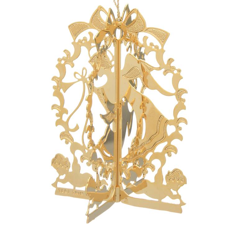 1987 Gold Christmas Ornament Collection Angel Wreath - Boxed