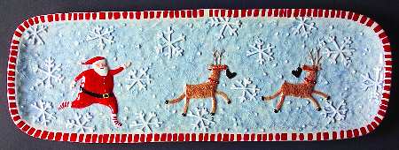 Santa & Reindeer 16" Bread Tray