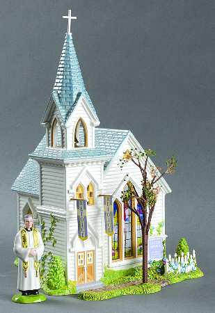 Snow Village Easter Happy Easter Church-Set Of 3 - Boxed