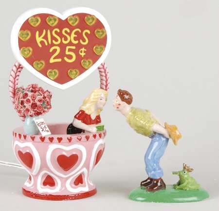 Snow Village Celebrate Love Kisses 25 Cents-Set Of 2 - Boxed
