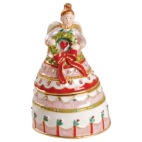 Christmas Bejeweled Boxes Homespun Angel-With Heart - Boxed