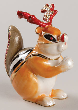 Christmas Bejeweled Boxes Woodland Animal-Chipmunk - With Box