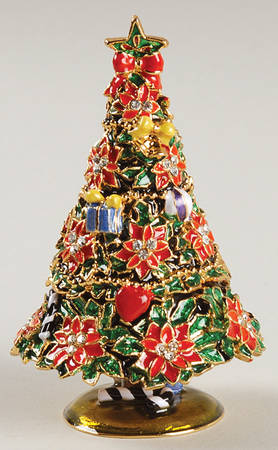 Christmas Bejeweled Boxes Poinsettia Tree - Boxed