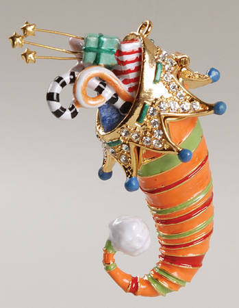 Christmas Bejeweled Boxes Orange & Green Stocking Ornament - Boxed