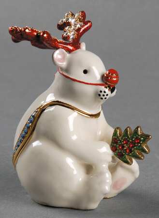 Christmas Bejeweled Boxes Woodland Animal-Bear - Boxed