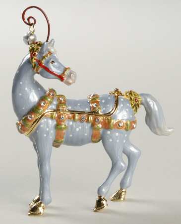 Christmas Bejeweled Boxes Krinkles Gray Horse - Boxed