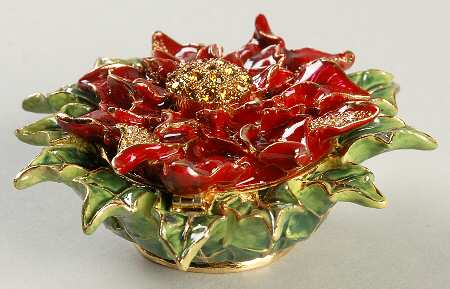 Christmas Bejeweled Boxes Poinsettia - With Box