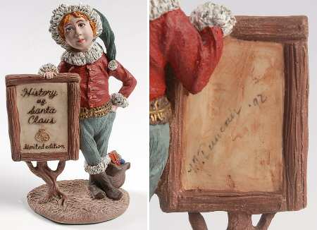 Advertising Signs History Of Santa - Figurine Resin Signed Advertising Sign