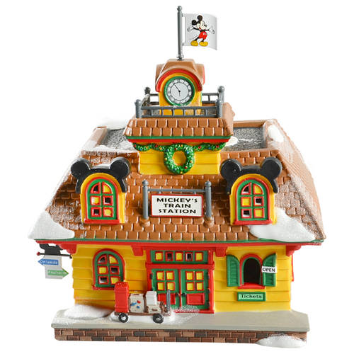 Mickey's Merry Christmas Village Mickey's Holiday Train Station - Boxed