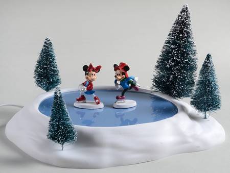 Mickey's Merry Christmas Village Mickey & Minnie Skating Pond - Boxed