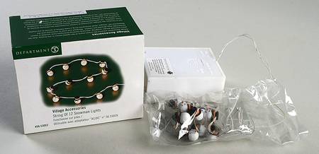 General Village Electrical String Of 12 Snowman Lights - Boxed