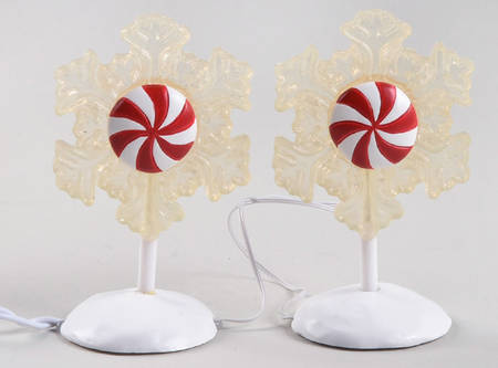 General Village Electrical Lit Peppermint Snowflakes - Boxed