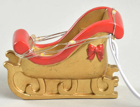 General Village Electrical Lit Santa's Golden Sleigh - Boxed