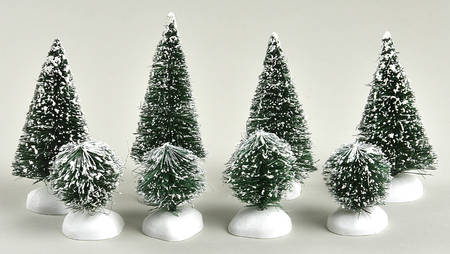General Village Tree Accessories Frosted Topiary Small-Set Of 8 - Boxed