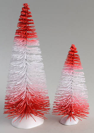 General Village Tree Accessories Peppermint Stripe Trees Set Of 2 - Boxed