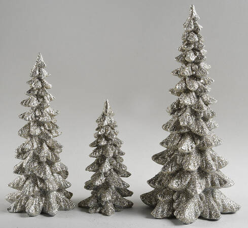 General Village Tree Accessories Silver Holiday Trees, Set Of 3 - No Box