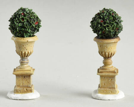 General Village Tree Accessories Tudor Gardens Holly Urns/ Set Of 2 - Boxed by Department 56