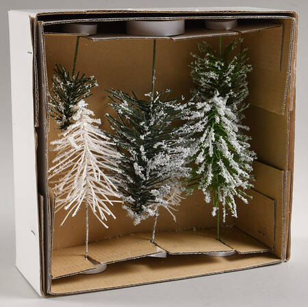 General Village Tree Accessories Frosty Winter Pine-Set Of 6 - No Box