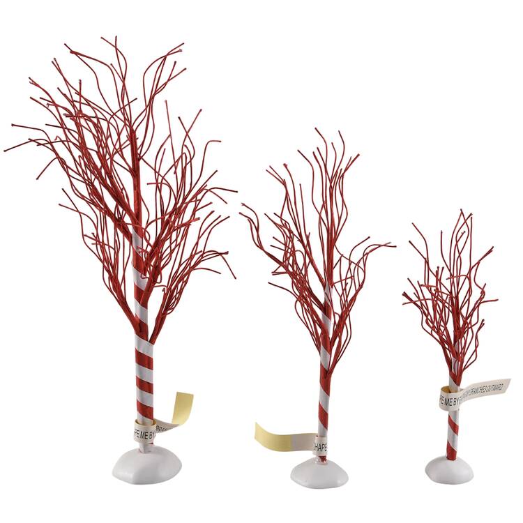General Village Tree Accessories Peppermint Twist Trees Set Of 3 - Boxed