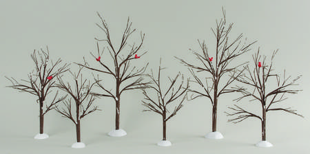 General Village Tree Accessories Bare Branch Trees-Set Of 6 - Boxed