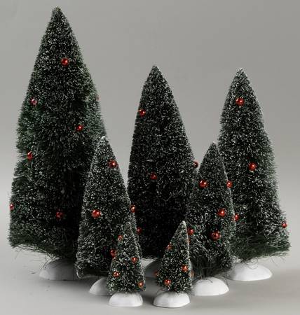 General Village Tree Accessories Decorated Sisal Trees-Set Of 7 - Boxed
