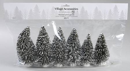 General Village Tree Accessories Frosted Pine Grove S/6 - No Box