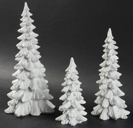 General Village Tree Accessories White Holiday Trees, Set Of 3 - Boxed
