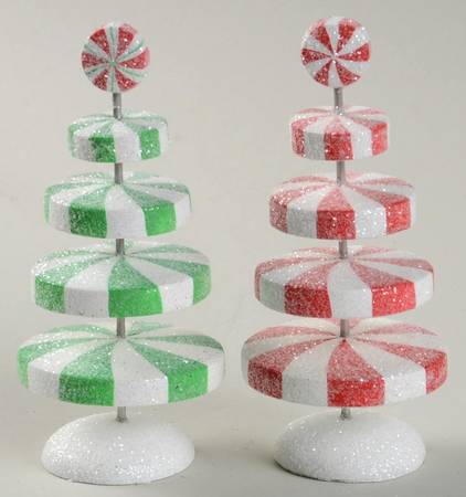General Village Tree Accessories Peppermint Christmas Trees - Boxed