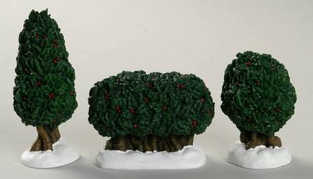 General Village Tree Accessories Holly Shrubs, Set Of 3 - No Box