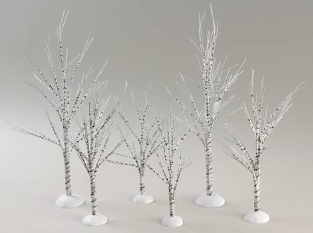 General Village Tree Accessories Winter Birch Trees-Set Of 6 - Boxed