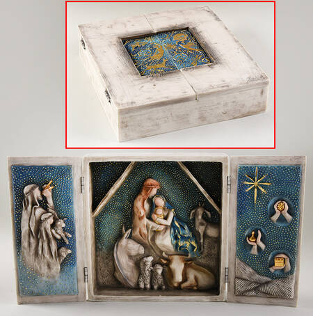 Signature Collection Starry Night Nativity-Hinged Shadow Box - With Box