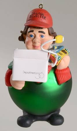Noel Ornaments Village Collector Man-Green Ball - With Box