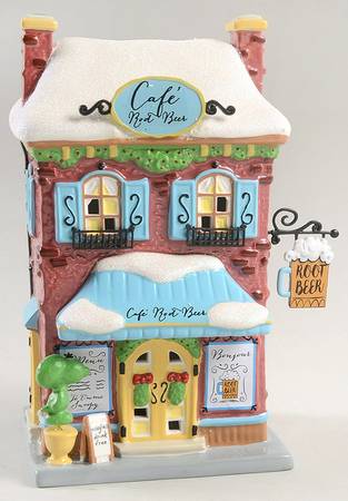 Peanuts Christmas Village Snoopy's Root Beer Cafe - Boxed