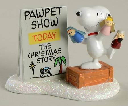 Peanuts Christmas Village Snoopy's Pawpet Show - Boxed