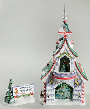 Rudolph the Red-Nosed Reindeer Village Rudolph's Silver & Gold Tree Toppers - Boxed