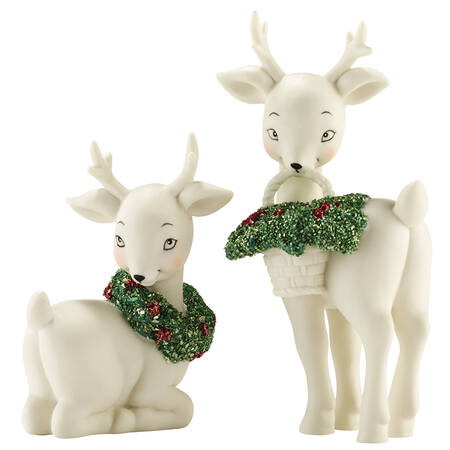 Christmas Memories Holly Deer-Set Of 2 - Boxed