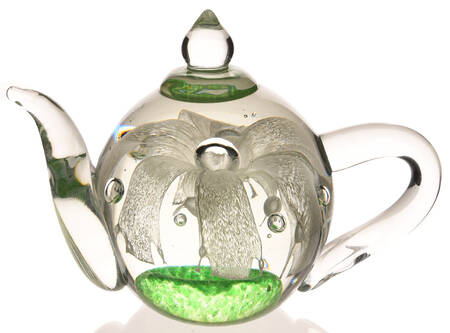 Art Glass Teapot With Flower Inside - No Box