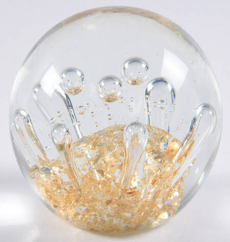 Dynasty Paperweights Controlled Bubbbles Gold Flecks - No Box