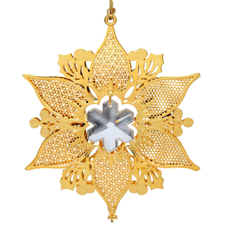 Gold-And-Crystal Ornaments Poinsettia - No Box