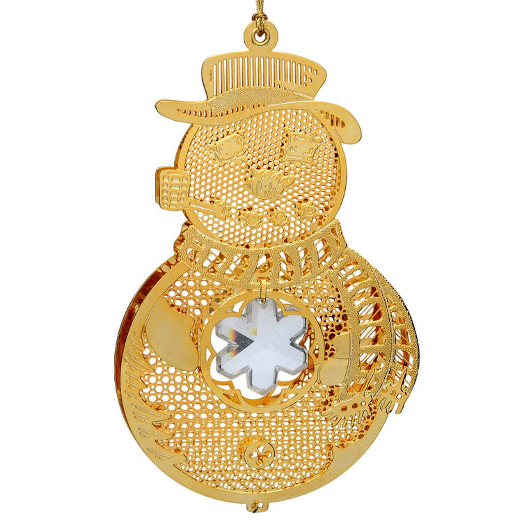 Gold-And-Crystal Ornaments Snowman - No Box