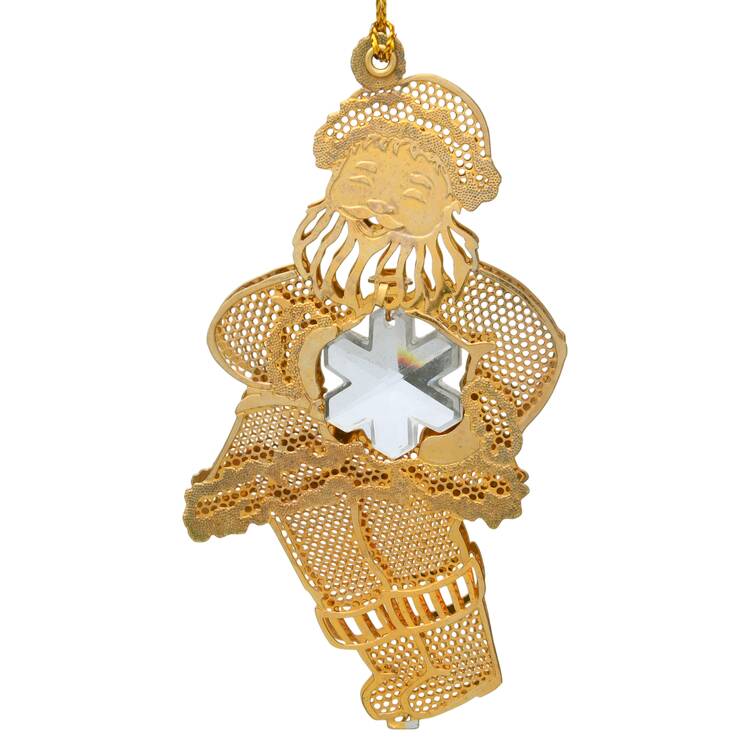 Gold-And-Crystal Ornaments Santa - No Box