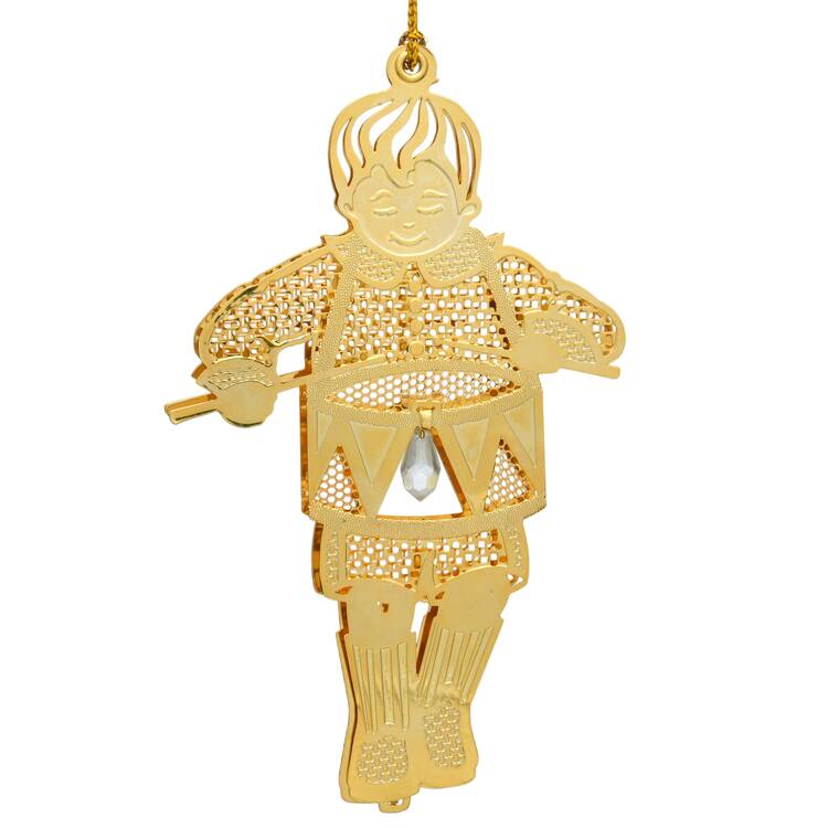Gold-And-Crystal Ornaments Drummer Boy - No Box