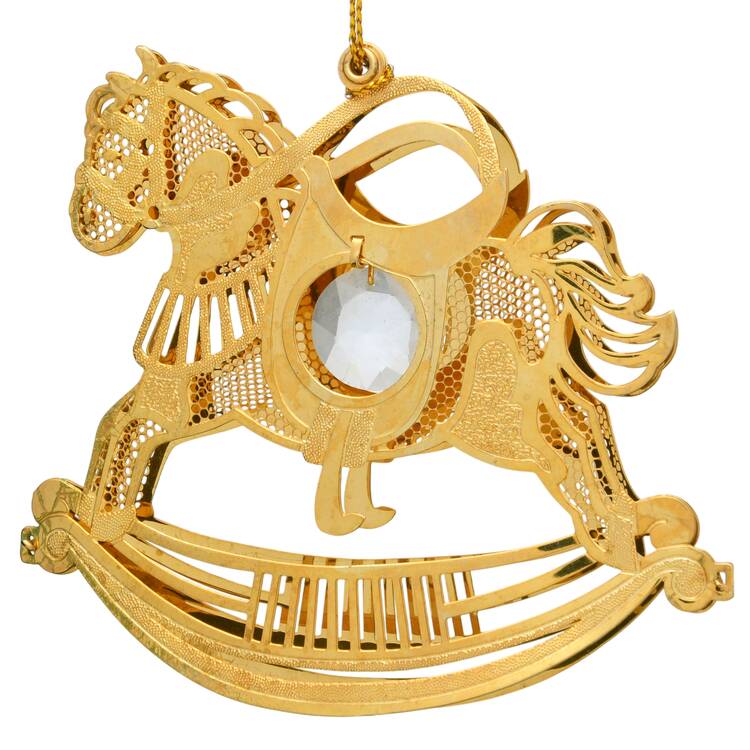 Gold-And-Crystal Ornaments Rocking Horse - No Box