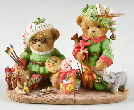 Elf Series-Cherished Teddies Donald & Scott -2008 Working For A Merry - Boxed